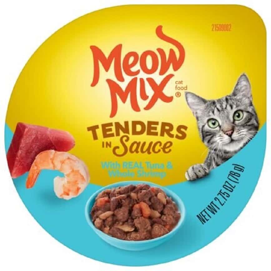 Meow Mix 杯装濕糧 肉塊醬汁 吞拿魚+蝦 78g (MM-33) (圖片2)