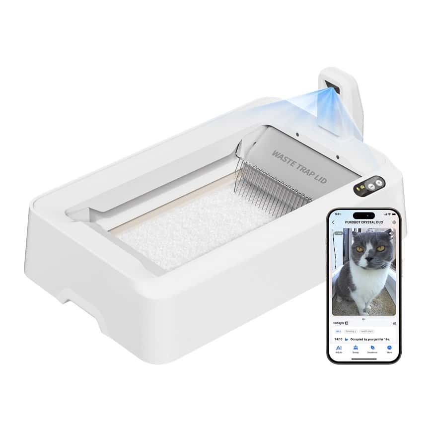 PETKIT PUROBOT CRYSTAL DUO AI智能鏡頭全自動雙翼貓廁所 白色 (pkt7a)  (圖片2)