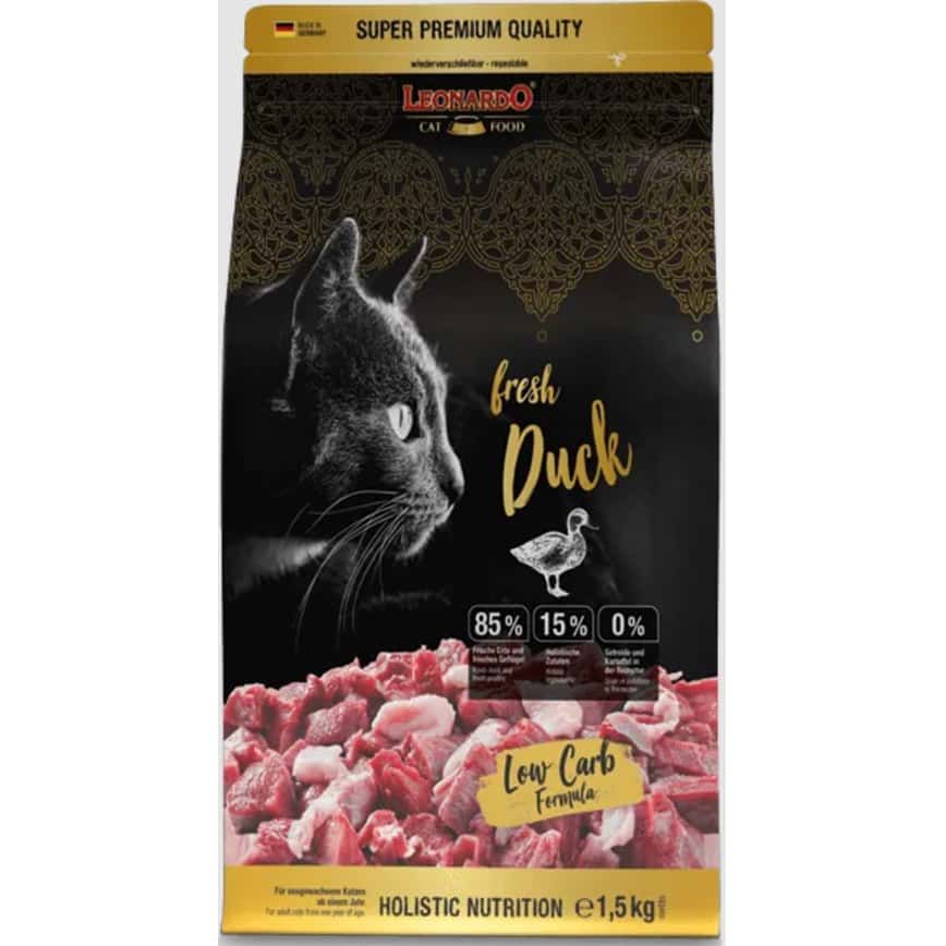 Leonardo 貓糧 無穀物鮮肉貓乾糧 成貓糧 新鮮鴨肉+家禽配方 1.5kg (圖片2)