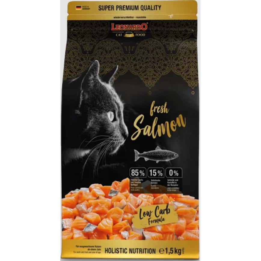 Leonardo 貓糧 無穀物鮮肉貓乾糧 成貓糧 新鮮三文魚+家禽配方 1.5kg (圖片2)
