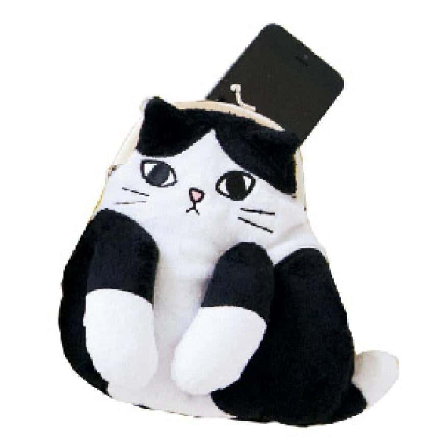 日本柔軟貓咪粉紅肉球斜背包 黑白貓 (圖片2)