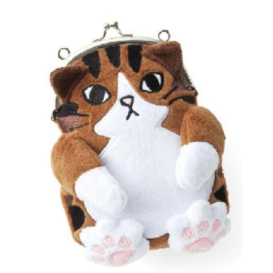 日本柔軟貓咪粉紅肉球斜背包 啡虎仔 (圖片2)