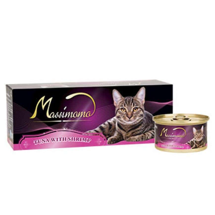 Massimomo 貓罐頭 吞拿魚配蝦肉 80g (桃紅) (圖片2)