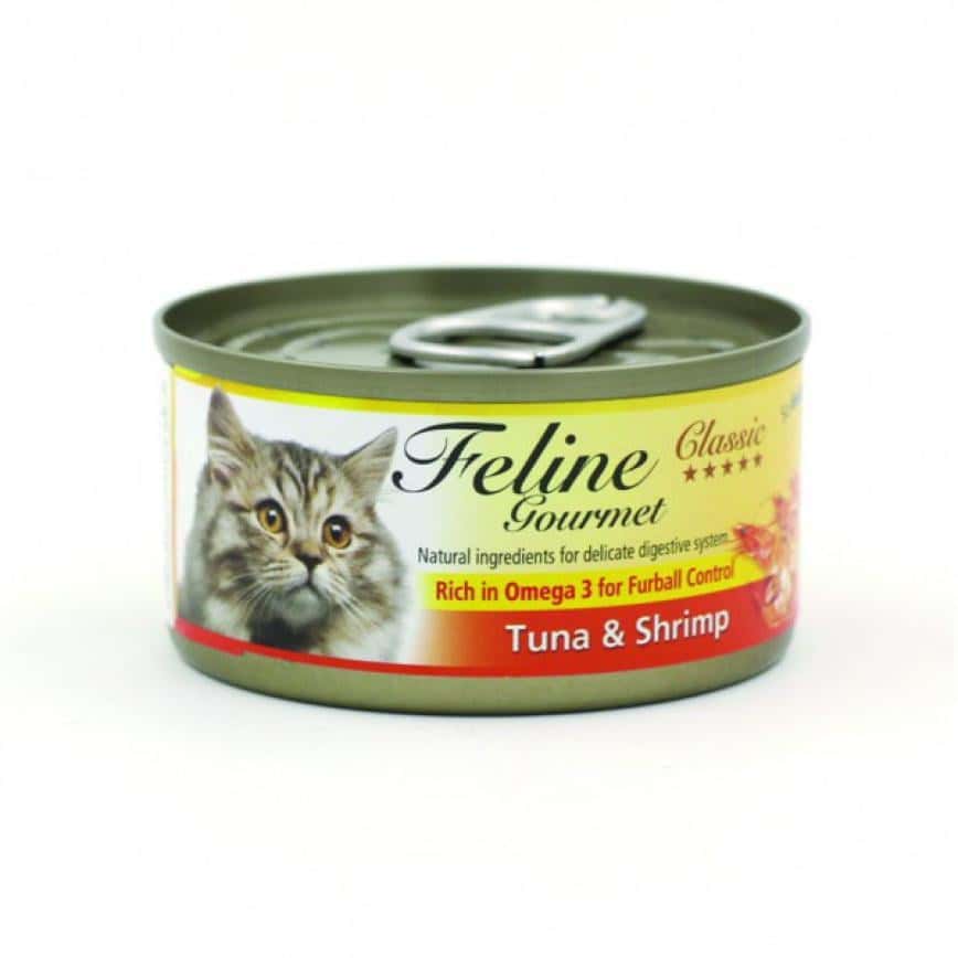 Feline Gourmet 貓罐頭去毛球配方 吞拿魚及蝦 80g (FG80-6) (圖片2)