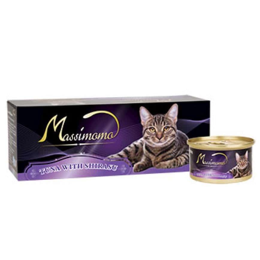 Massimomo 貓罐頭 吞拿魚配白飯魚 80g (紫) (圖片2)