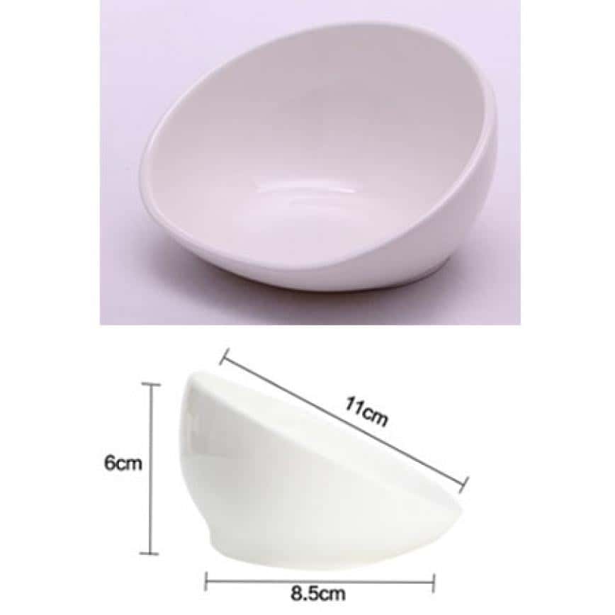 陶瓷簡潔寵物糧碗 細碼 (白色) (貓犬用) (圖片2)