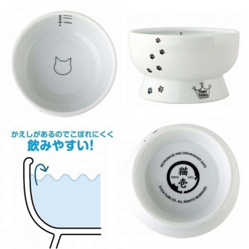 日本猫壱 necoichi ペット 陶瓷闊圓寵物水碗 (腳印款) (貓犬用) DC-0704-SC02 (圖片2)