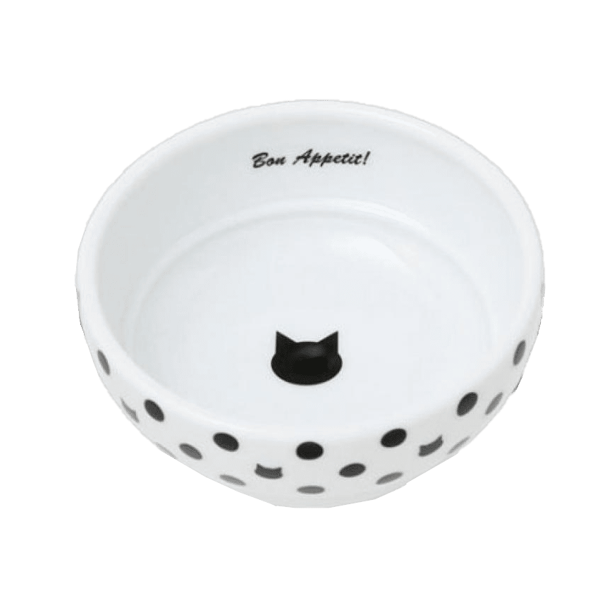 日本猫壱 necoichi ペット 陶瓷平底寵物糧食碗 (波點款) (貓犬用) (圖片2)