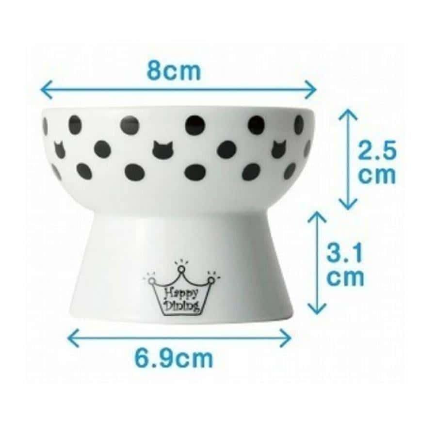 日本猫壱 necoichi ペット 陶瓷高腳寵物小型點心碗 (水玉波點款) (貓犬用) DC-0706-01 (圖片2)