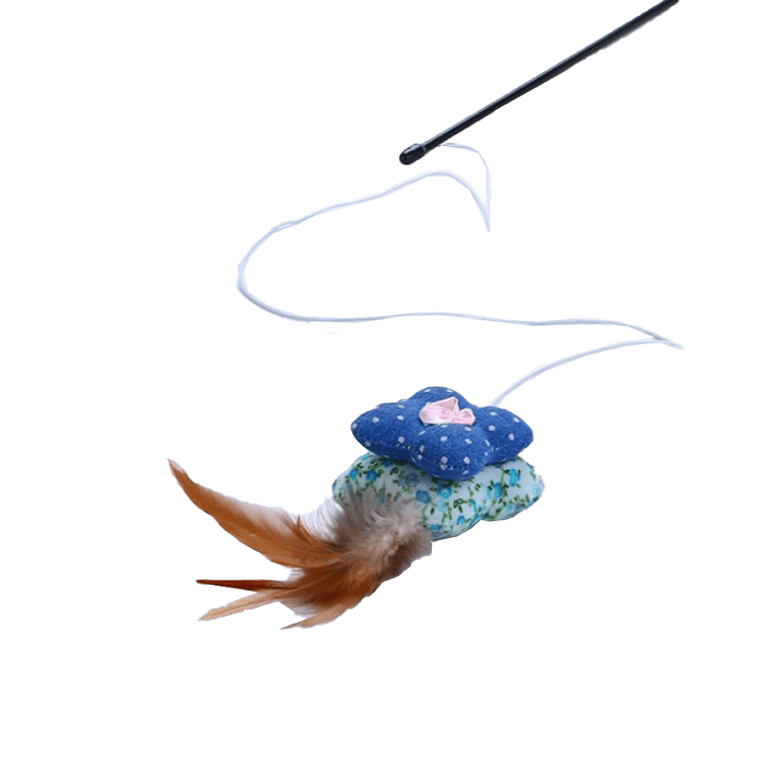 質感麻花花碎花枕頭帶鈴鐺逗貓棒 (圖片2)