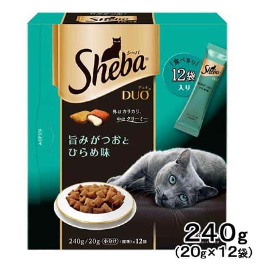日本Sheba Duo 夾心餡餅貓咪乾糧 Flatfiah & Bonito 鱈魚及鰹魚 240g (藍綠) (SDU-20) (停售) (圖片2)