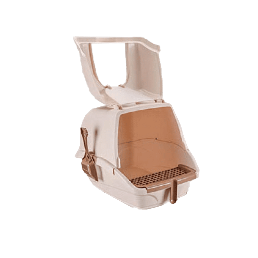 全封閉式防濺除臭貓砂盆 豆腐貓砂 適用 卡其色 (圖片2)