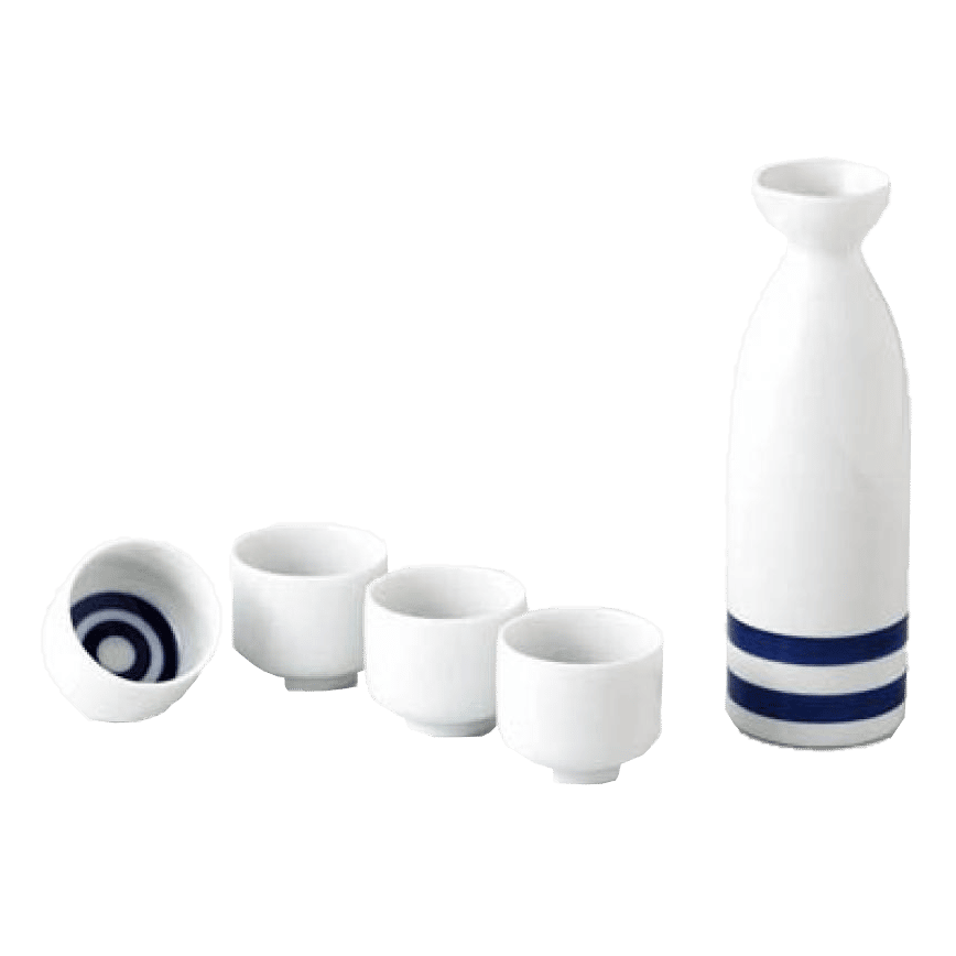 日本清酒杯 美濃燒 蛇の目 酒杯酒瓶酒套裝 (圖片2)