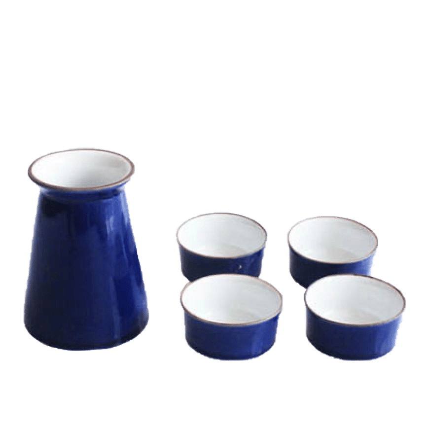 日式清酒杯 陶瓷酒杯酒套裝 木紋紙盒 深藍色 (圖片2)