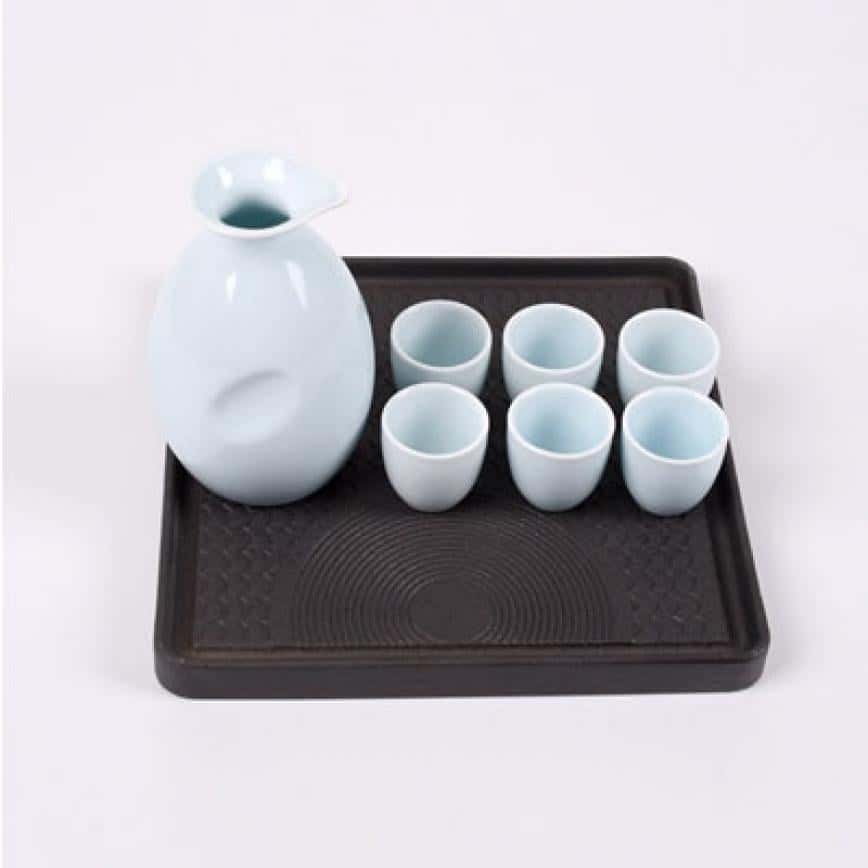 日式清酒杯 酒杯酒瓶套裝 一瓶六杯 淺藍 (圖片2)