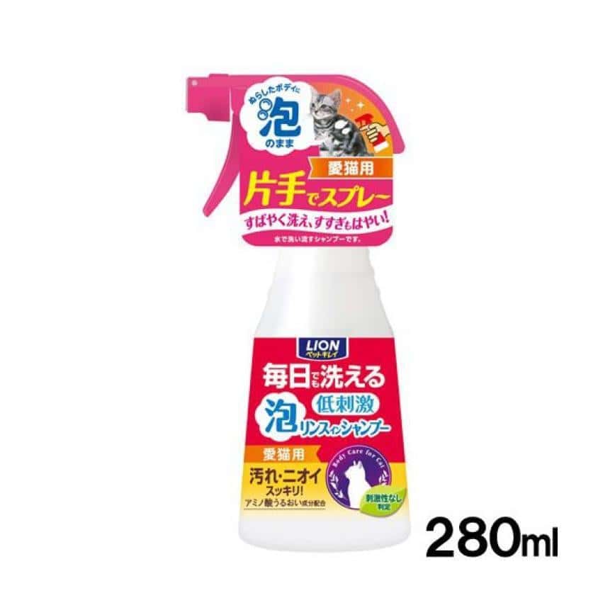 日本獅王LION Pet 貓用泡沫沖涼液 280ml (可每日使用) (粉紅白) (停售) (圖片2)