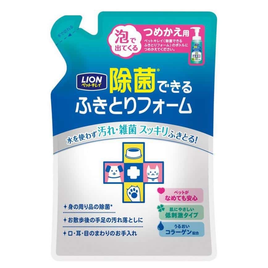 日本獅王LION Pet 寵物清潔除菌免沖洗泡沫 補充包裝 200ml (藍白) (圖片2)