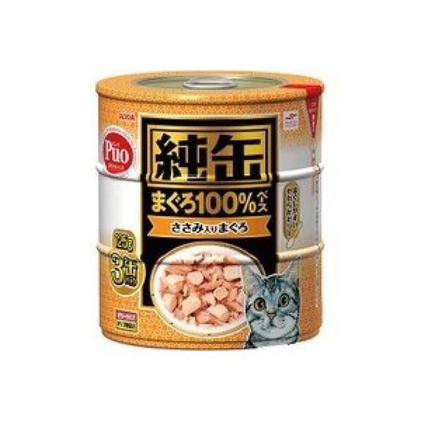 日本AIXIA 愛喜雅 貓罐頭 純缶系列 吞拿魚+雞肉 125g 3缶入 (圖片2)
