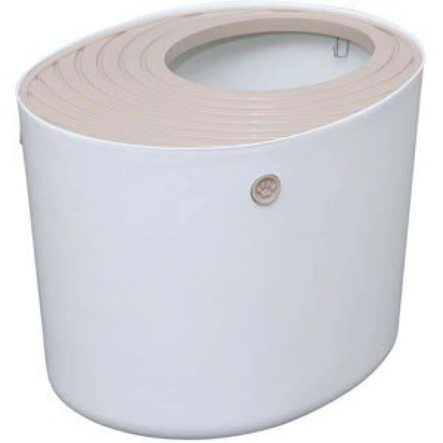 日本IRIS 封閉型頂出式單層貓砂盆 豆腐貓砂 適用 白色 PUNT-530 (圖片2)