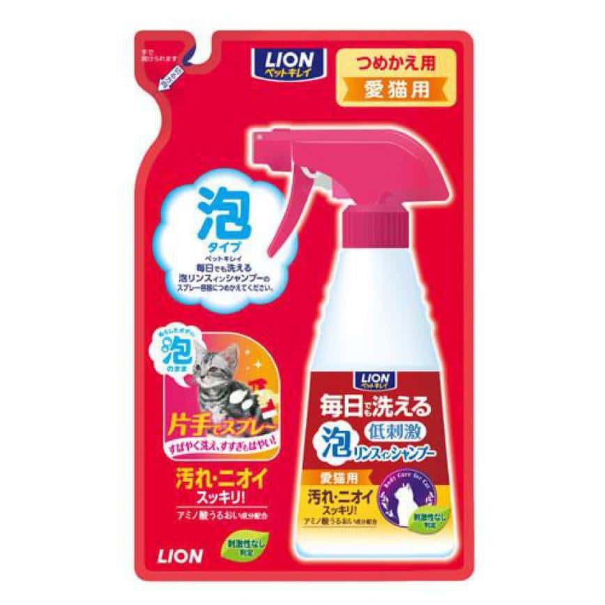 日本獅王LION Pet 貓用泡沫沖涼液 240ml 補充包裝 (可每日使用) (紅) (停售) (圖片2)