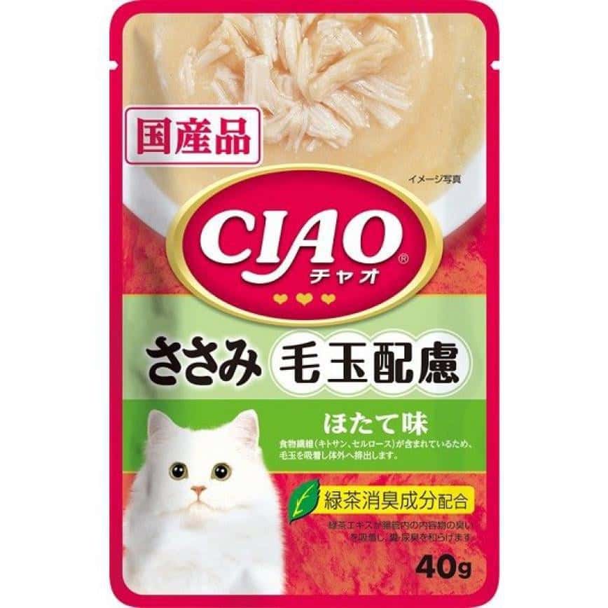 CIAO 貓濕糧 毛玉配慮 扇貝味 40g (紅淺綠) (IC-309) (停售) (圖片2)