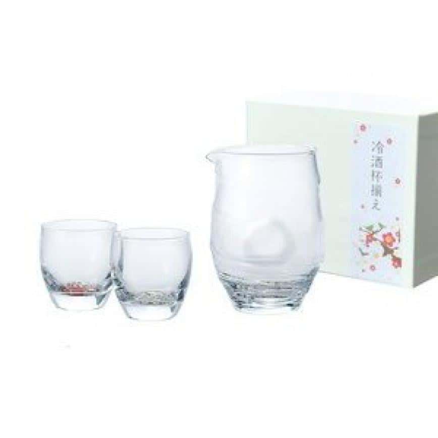 日本清酒杯 德利 片口 冷酒清酒杯 酒瓶套裝 盒裝入 紅梅白梅 (G087-H99) (圖片2)