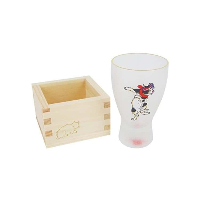 日本清酒杯 石塚硝子 枡酒杯 江戶貓はちまきねこ 100ml (6614) (TBS) (圖片2)