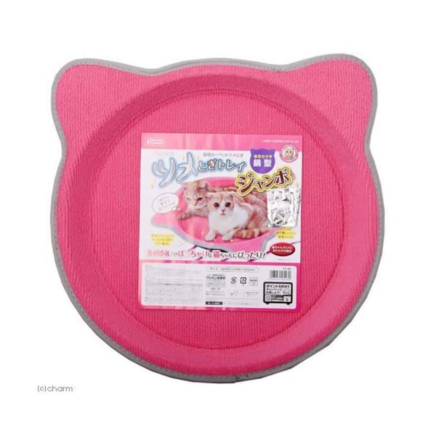 日本MARUKAN 貓耳鍋型 粉紅色貓抓板 大型 CT-402 (圖片2)