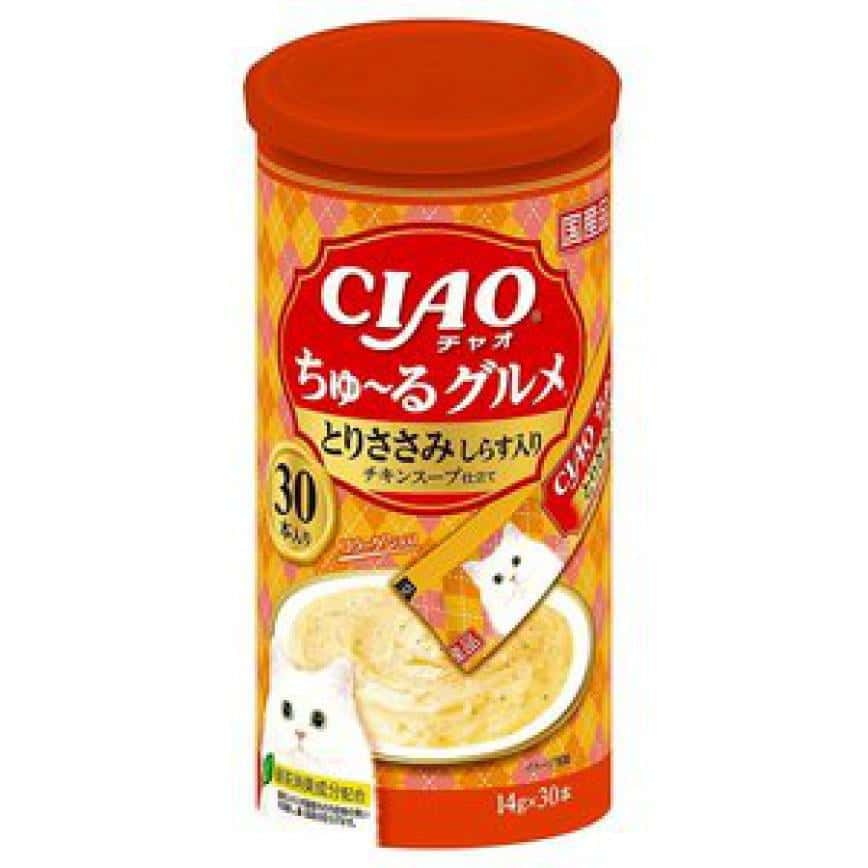 CIAO 肉泥 貓零食 雞肉及沙甸魚肉醬 14g 30本罐裝 (橙紅) (圖片2)