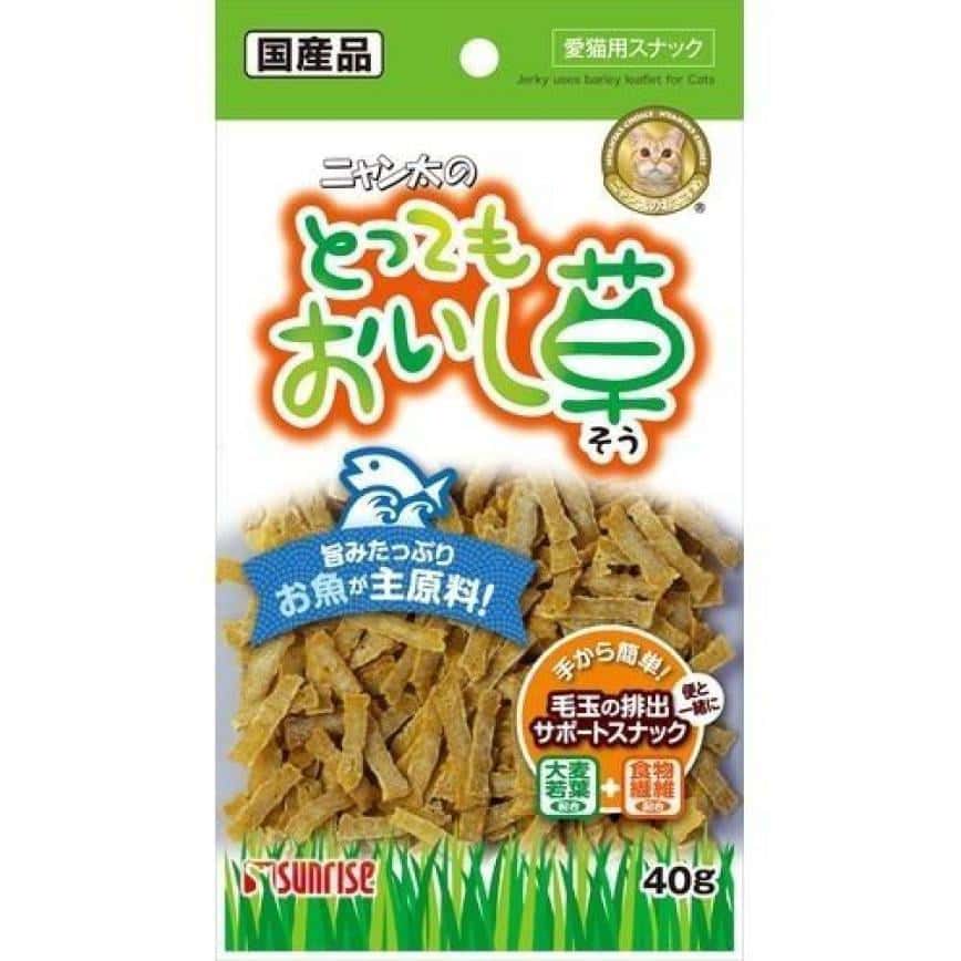 日本Sunrise 貓草大麥去毛球 白身魚條味 40g (圖片2)