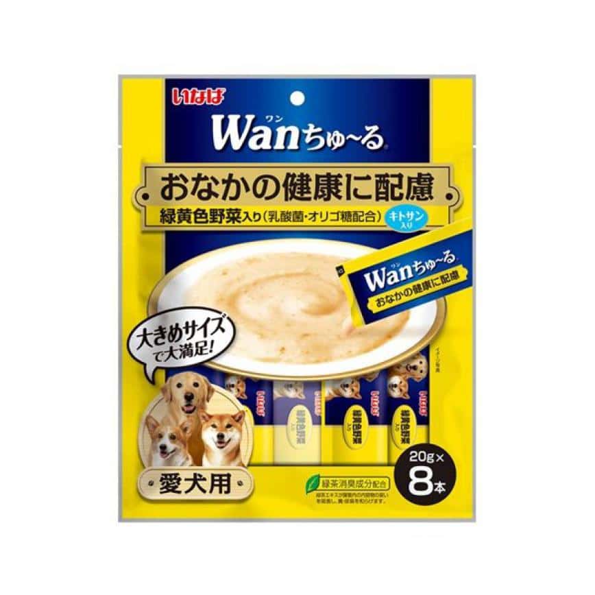 日本INABA狗狗肉泥餐包 腸胃健康配慮 綠黄色野菜肉醬 160g (黃) (圖片2)