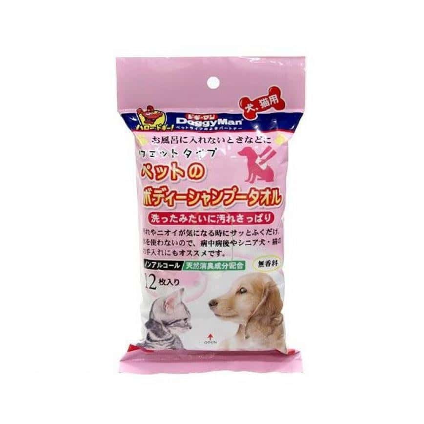 DoggyMan 日本貓狗用品 純淨水天然除臭濕紙巾 12枚 (貓犬用) (圖片2)