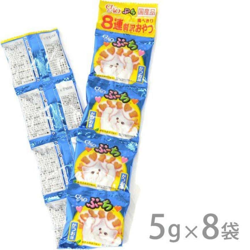 CIAO 貓零食 日本磨牙潔齒貓脆餅 鰹魚味 5g 8包入 (藍) (圖片2)