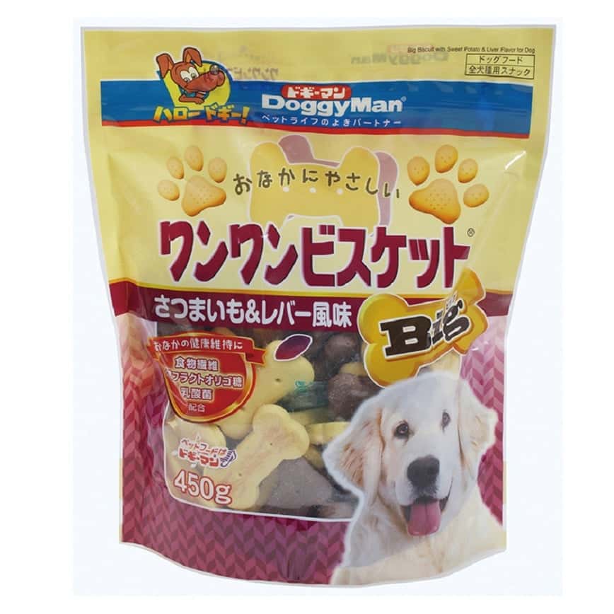 DoggyMan 日本狗零食 低脂健康骨頭型餅乾 蕃薯及內臟 450g (大型犬用) (圖片2)