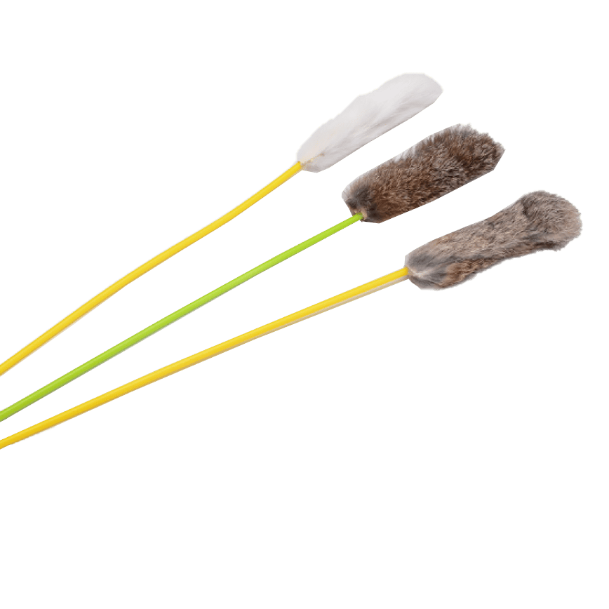 HelloDOG 玩具嚴選 天然絨兔毛逗貓棒 1支 (顏色隨機) (圖片2)