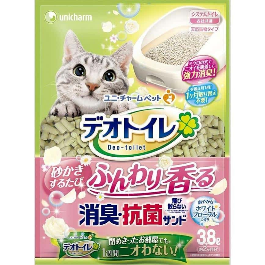 Unicharm 日本消臭大師消臭抗菌沸石 矽膠貓砂 粉紅花香味 3.8L (圖片2)