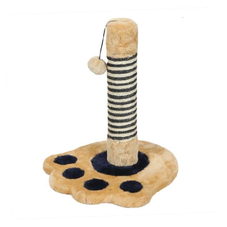 劍麻間條貓抓柱玩具 大腳板+毛绒波波 一個 (圖片2)