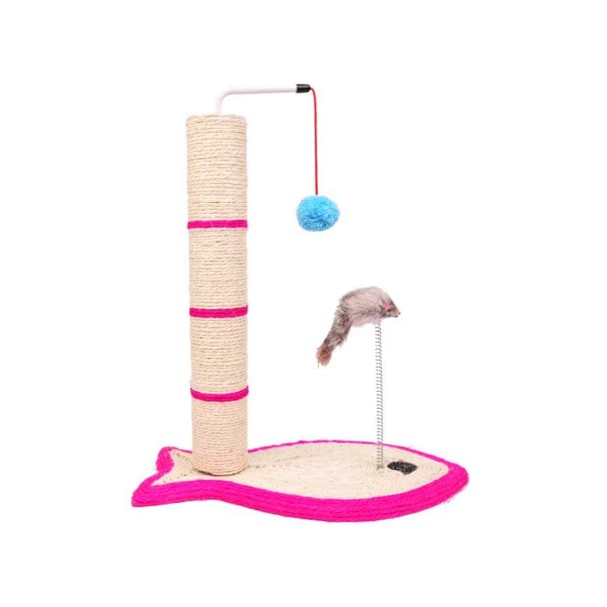 劍麻貓抓嚴選玩具 魚形三行間貓抓柱 (顏色隨機) (圖片2)