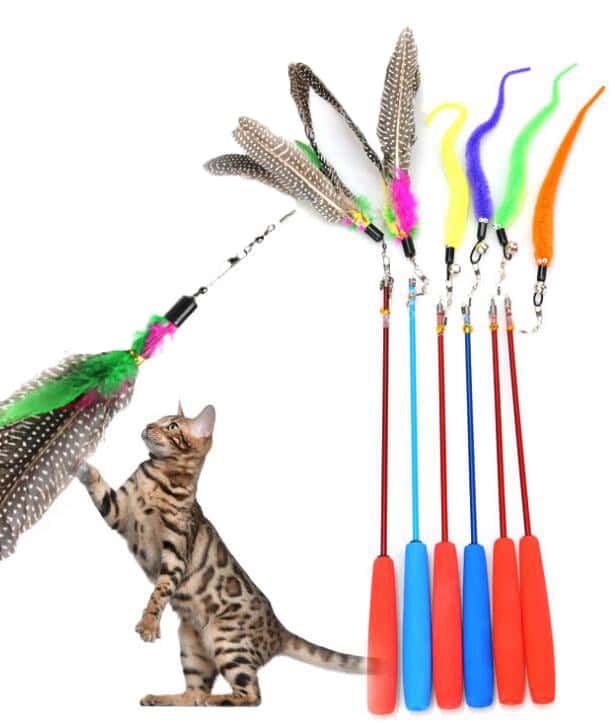 三節伸縮 羽毛/毛毛蟲逗貓棒 (圖片2)