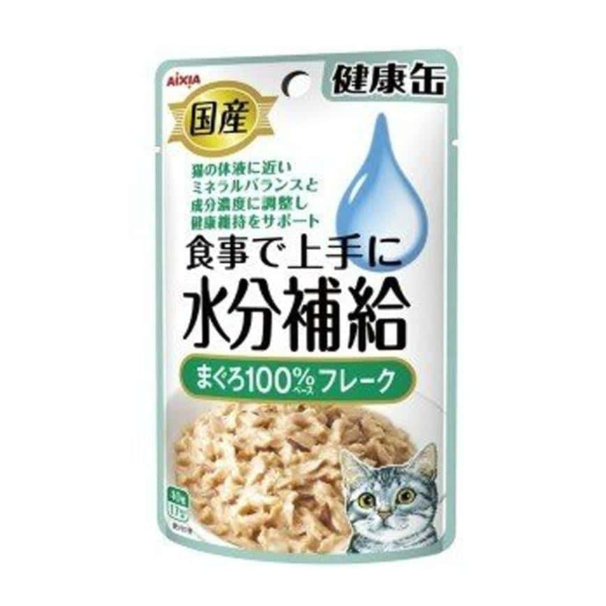 日本AIXIA 愛喜雅 健康缶水分補給濕糧包 金槍魚片味 40g (粉綠) (圖片2)