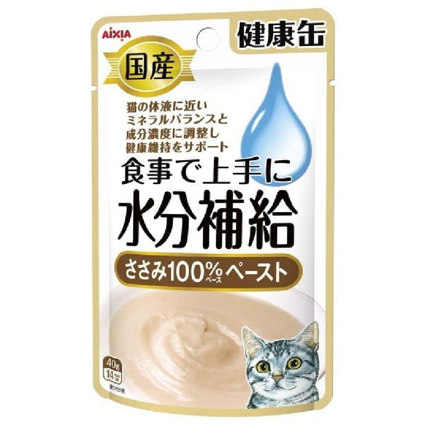日本AIXIA 愛喜雅 健康缶水分補給濕糧包 雞肉味 40g (粉啡) (圖片2)
