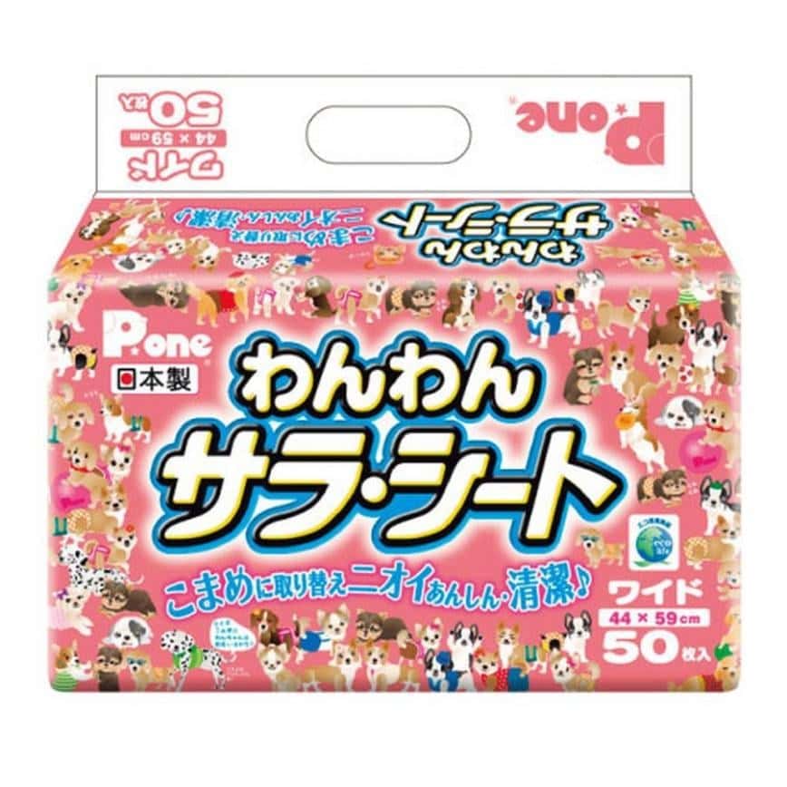 日本P.one Wanwan Sarah 寵物尿墊 狗尿墊 狗尿片 [44*59 M碼 50枚] (粉紅) (圖片2)