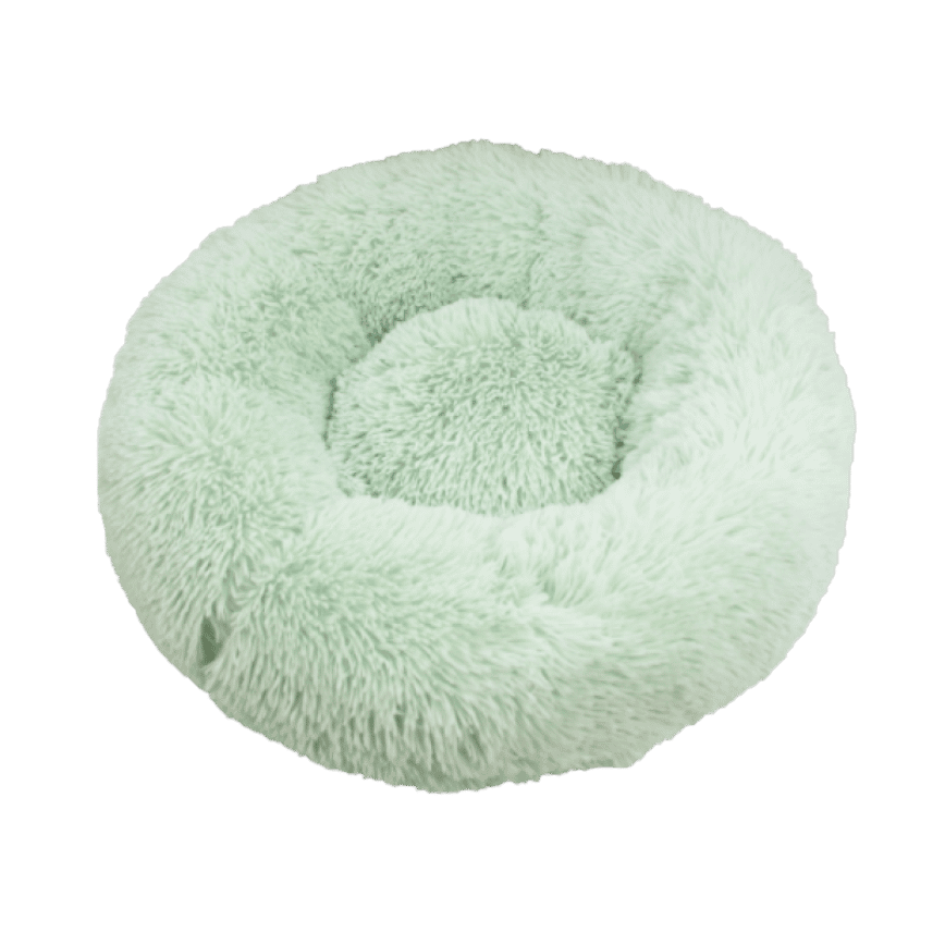 寵物床 圓形絨毛厚身軟軟睡窩 直徑50cm 粉綠 M碼 (圖片2)