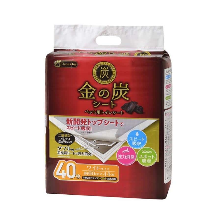 日本Clean One 金之炭雙層結構超強鎖臭 寵物尿墊 狗尿墊 狗尿片 [60*44 M碼 40枚] (紅) (圖片2)