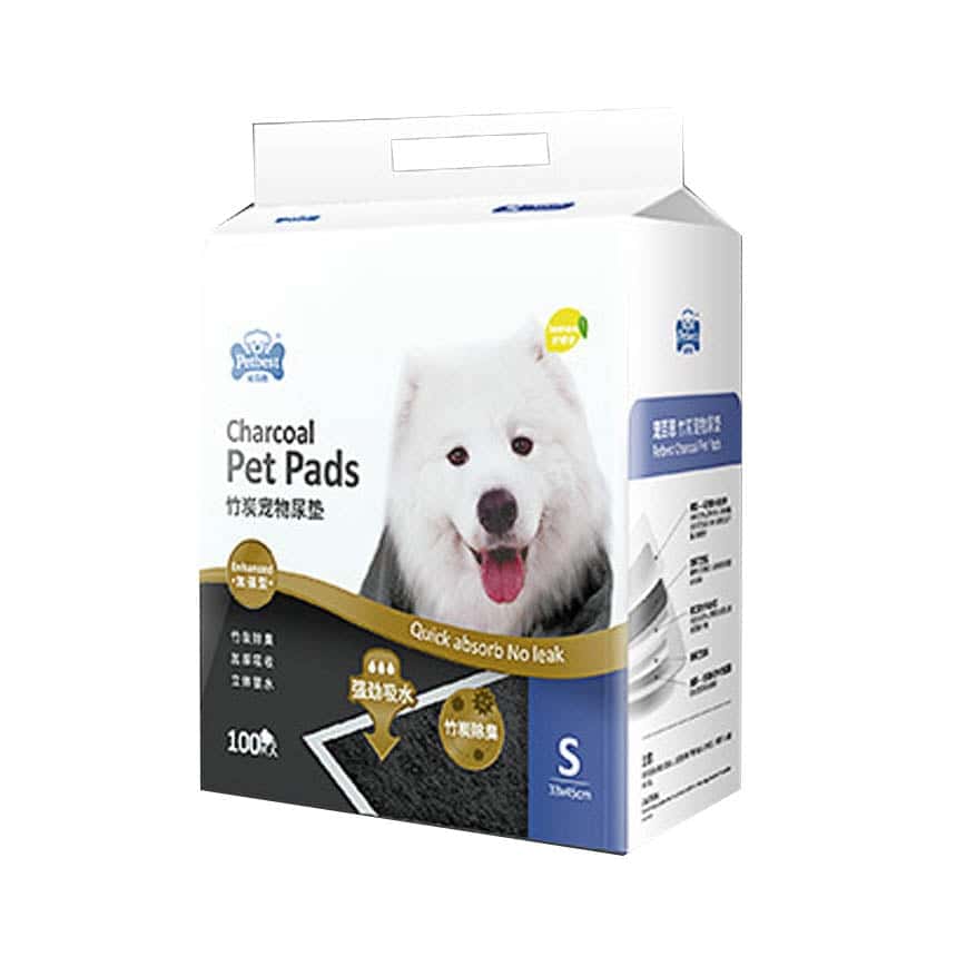 PETBEST 竹炭檸檬加厚除臭超吸水 寵物尿墊 狗尿墊 狗尿片 [33x45 S碼 100枚] (藍) (圖片2)